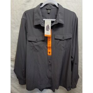 Eddie Bauer Womens Departure 2.0 Shirt XXL Dark Smoke Grey Long Sleeve UPF 50+